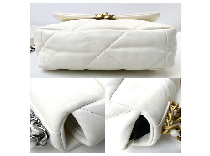 Borsa a spalla con catena Chanel 19 Bianco Crudo - vista 3
