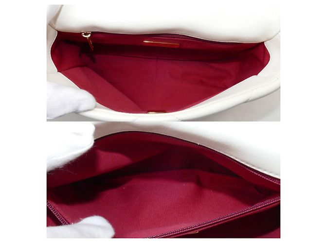Borsa a spalla con catena Chanel 19 Bianco Crudo - vista 4