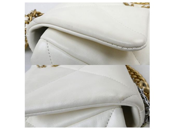 Borsa a spalla con catena Chanel 19 Bianco Crudo - vista 6