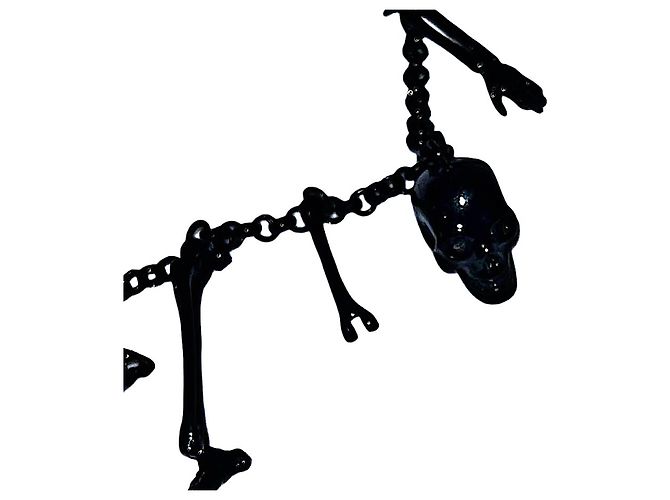 Authentische Vintage Alexander McQueen schwarzes oxidiertes Messing Gothic-Halskette - Ansicht 6