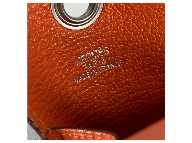 Pochette Hermès Vespa in pelle arancione - vista 9