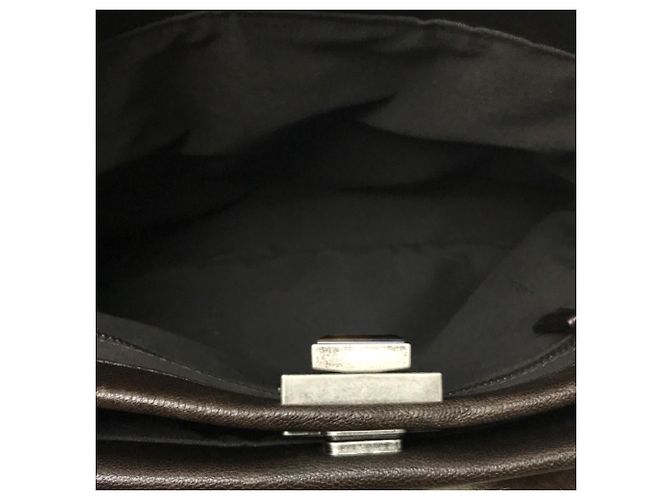 Borsa a spalla in pelliccia marrone scuro Fendi 8BT161 - vista 7