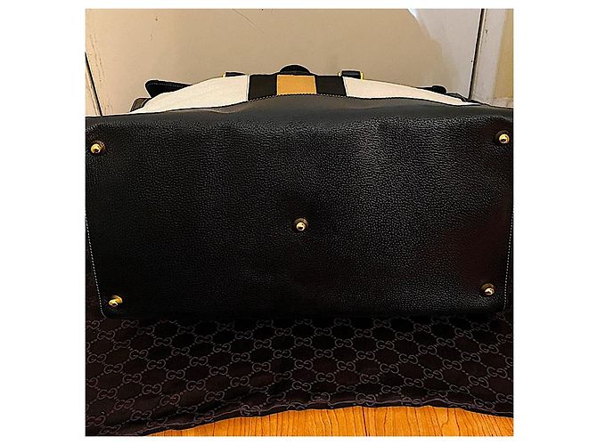 Borsa da viaggio oversize in tela bianca Gucci autentica rara di Tom Ford con web gialla - vista 10