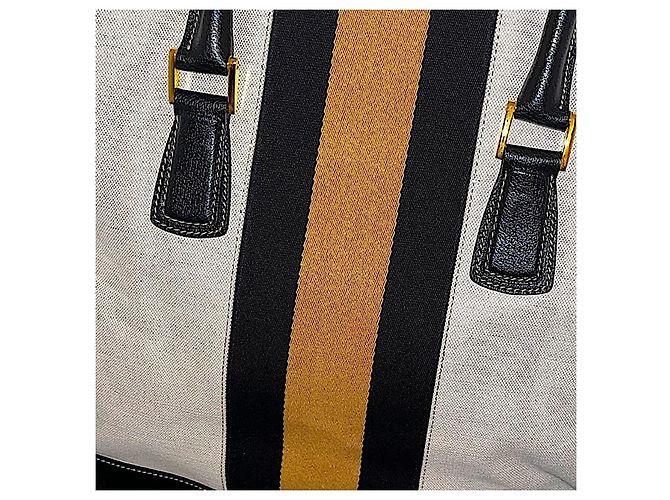 Borsa da viaggio oversize in tela bianca Gucci autentica rara di Tom Ford con web gialla - vista 6