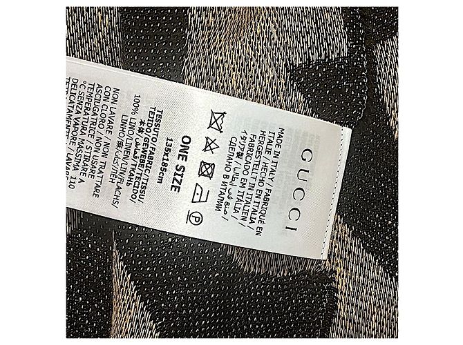 Couverture en lin jacquard GG Diamond de Gucci authentique épuisée Beige - vue 9