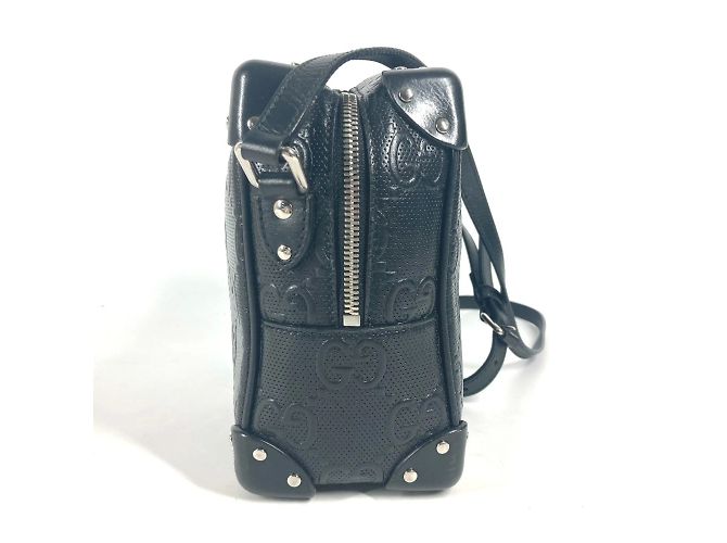 Borsa a spalla in pelle goffrata GG di Gucci Nero - vista 3