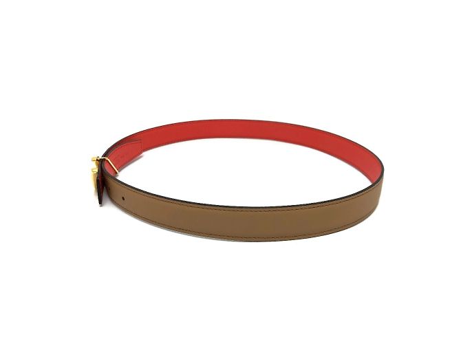 Hebilla de cinturón Constance de Hermès Castaño Naranja - vista 4