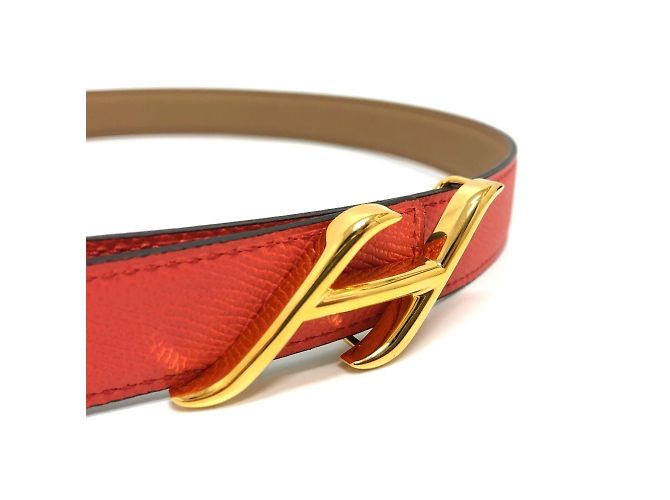 Hebilla de cinturón Constance de Hermès Castaño Naranja - vista 9