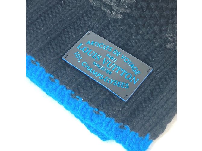 Sciarpa in cashmere Louis Vuitton Nero Blu chiaro - vista 5