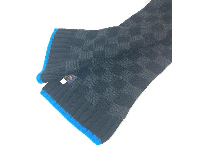 Sciarpa in cashmere Louis Vuitton Nero Blu chiaro - vista 6