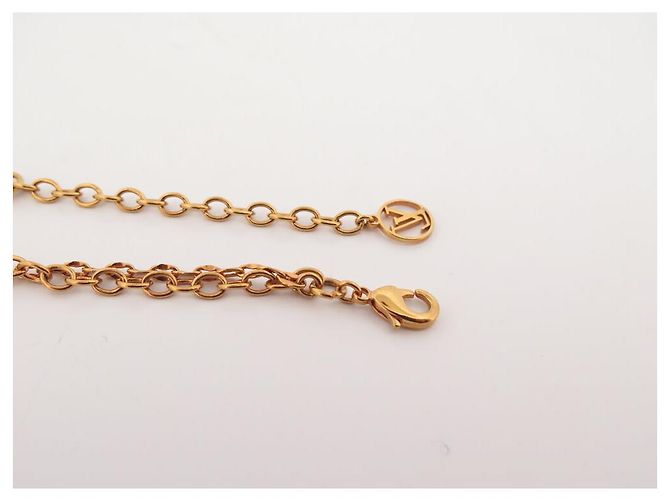 COLLANA LOUIS VUITTON BLOOMING STRASS M68374 IN METALLO DORATO D'oro - vista 3