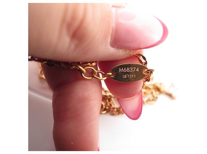 COLLANA LOUIS VUITTON BLOOMING STRASS M68374 IN METALLO DORATO D'oro - vista 5