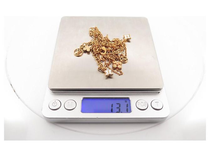 COLLANA LOUIS VUITTON BLOOMING STRASS M68374 IN METALLO DORATO D'oro - vista 6