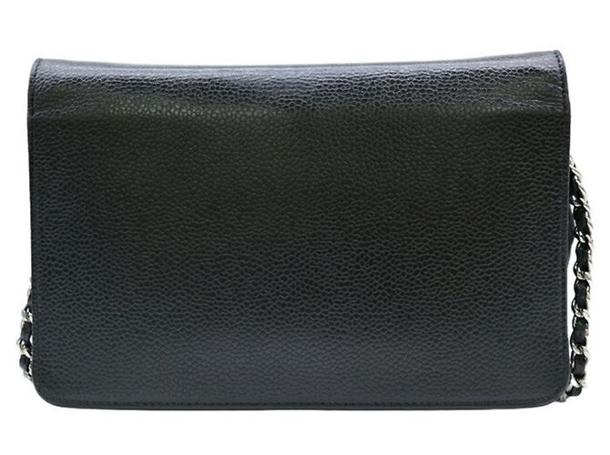 Wallet On Chain Cartera Chanel Con Cadena Negro - vista 2