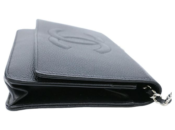 Wallet On Chain Cartera Chanel Con Cadena Negro - vista 4