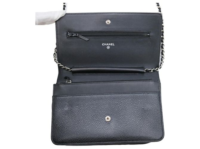 Wallet On Chain Cartera Chanel Con Cadena Negro - vista 6