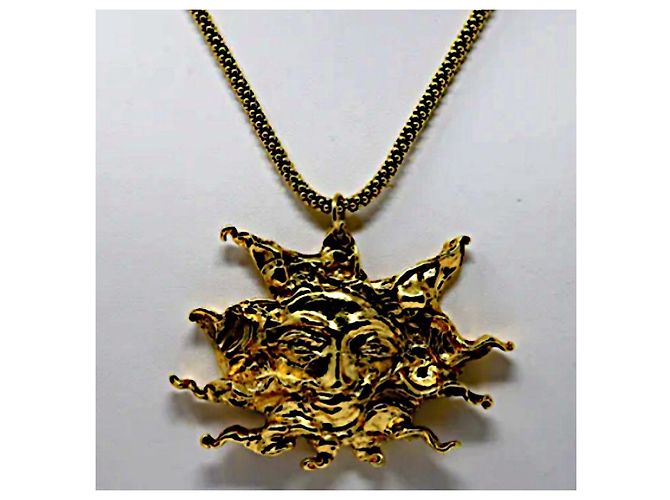 Collana pendente sole in oro placcato Hermès vintage raro Gold hardware - vista 2