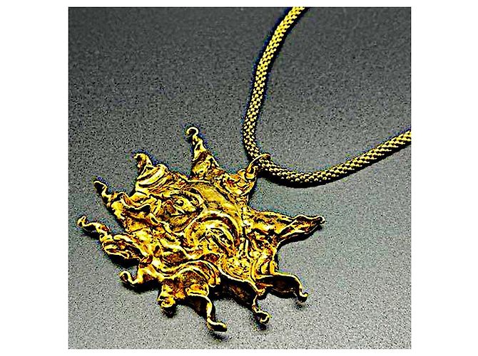 Collana pendente sole in oro placcato Hermès vintage raro Gold hardware - vista 5