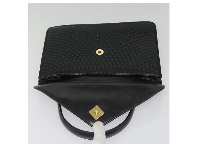 BALLY Bolsa de mão de couro preto e dourado Auth bs18574 - vista 10