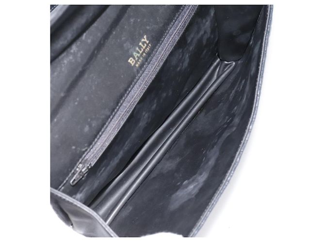 BALLY Bolsa de mão de couro preto e dourado Auth bs18574 - vista 11