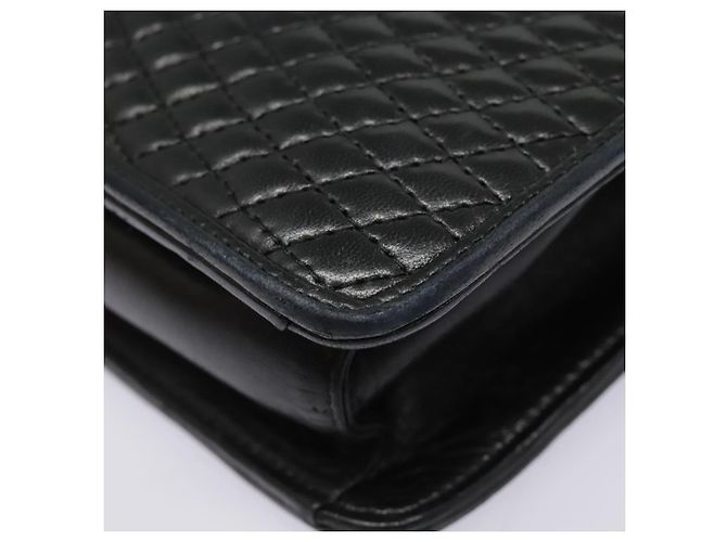 BALLY Bolsa de mão de couro preto e dourado Auth bs18574 - vista 18