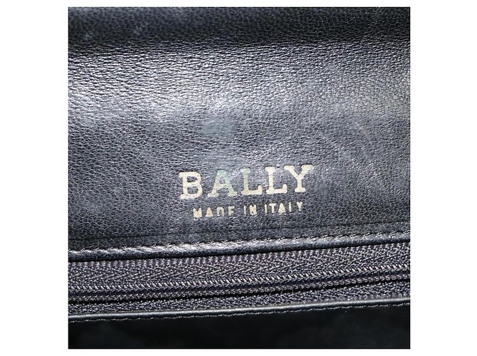 BALLY Bolsa de mão de couro preto e dourado Auth bs18574 - vista 19