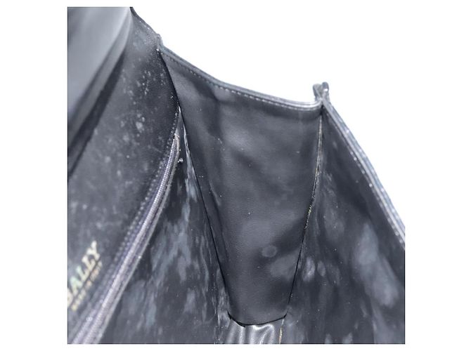 BALLY Bolsa de mão de couro preto e dourado Auth bs18574 - vista 20