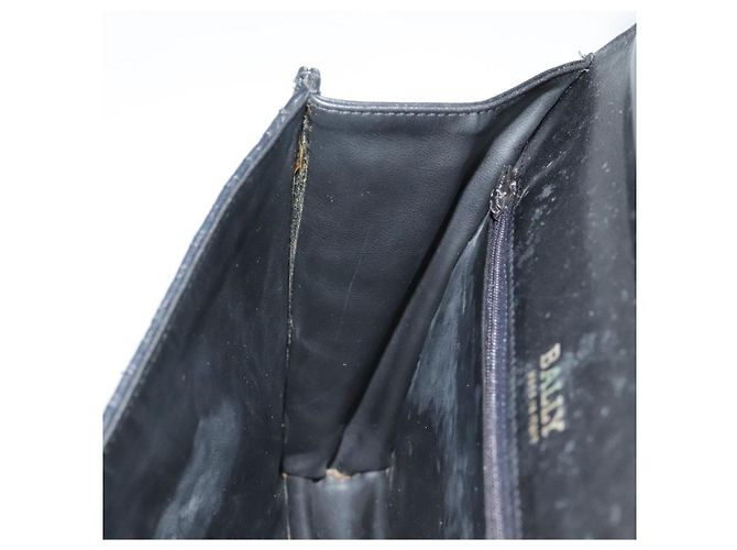 BALLY Bolsa de mão de couro preto e dourado Auth bs18574 - vista 21