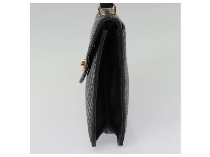 BALLY Bolsa de mão de couro preto e dourado Auth bs18574 - vista 3