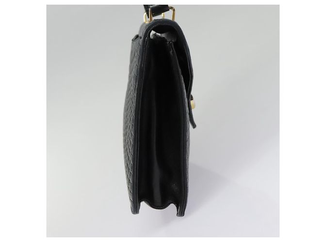 BALLY Bolsa de mão de couro preto e dourado Auth bs18574 - vista 4