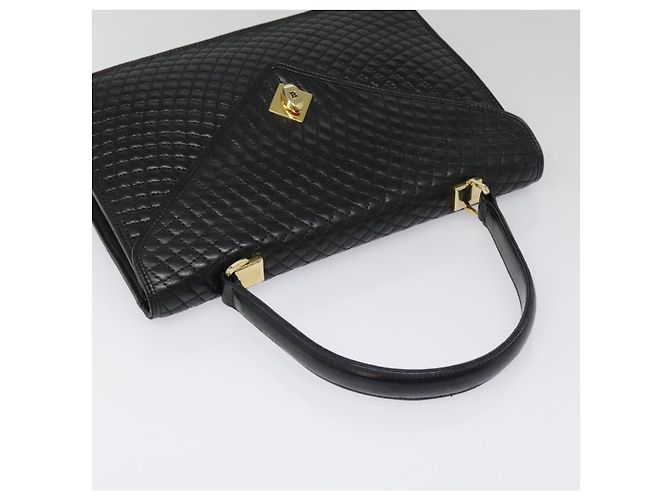 BALLY Bolsa de mão de couro preto e dourado Auth bs18574 - vista 6