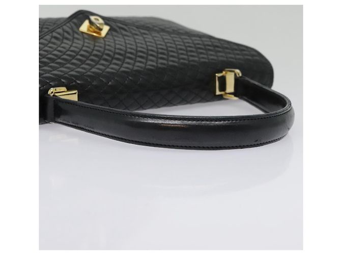 BALLY Bolsa de mão de couro preto e dourado Auth bs18574 - vista 7