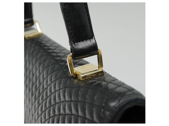 BALLY Bolsa de mão de couro preto e dourado Auth bs18574 - vista 8