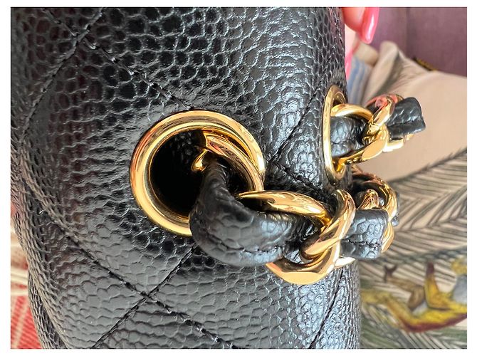 2.55 Portacarte Chanel Jumbo in pelle caviar nero e blu - vista 10