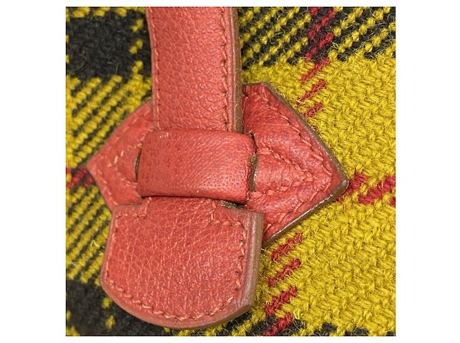 Hermès Borsa Tote Hermes Victoria Cabas 32 in Lana Rosso Giallo - vista 12