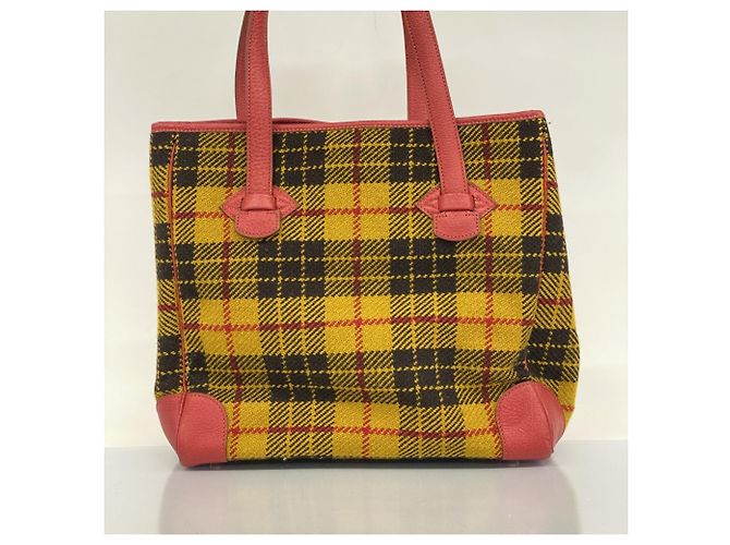 Hermès Borsa Tote Hermes Victoria Cabas 32 in Lana Rosso Giallo - vista 13