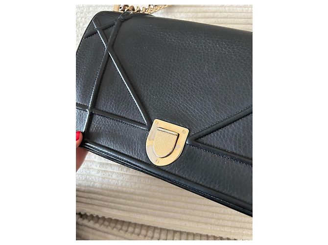 Borsa a mano Christian Dior Diorama in pelle nera Nero - vista 17