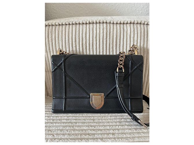 Borsa a mano Christian Dior Diorama in pelle nera Nero - vista 2