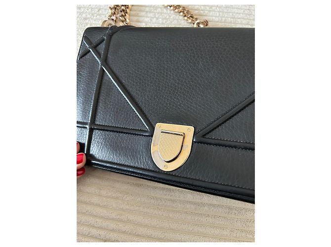 Borsa a mano Christian Dior Diorama in pelle nera Nero - vista 3