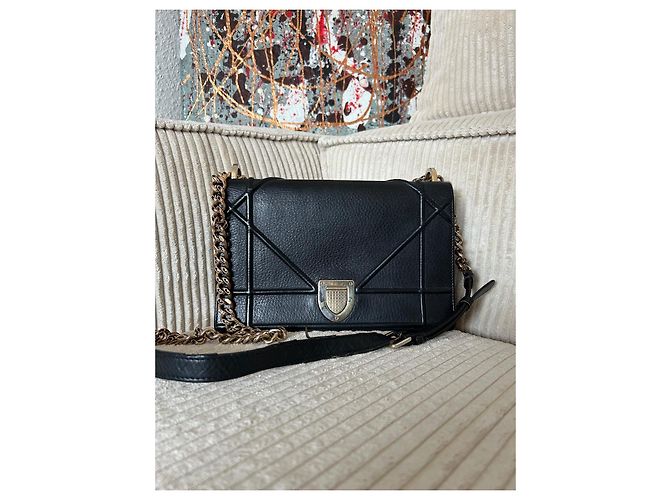 Borsa a mano Christian Dior Diorama in pelle nera Nero - vista 5