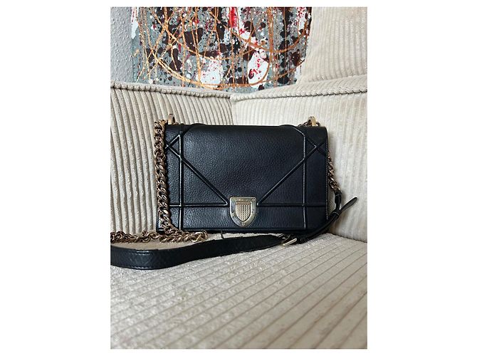 Borsa a mano Christian Dior Diorama in pelle nera Nero - vista 6