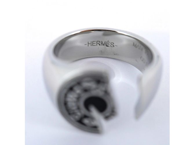 Hermès Hermes Ring Carrousel Metal Silver Black Size 17 Men's Silvery - view 4