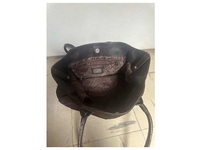 Bolsa Furla de camurça marrom com alças de couro - vista 4