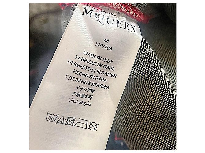 Alexander Mcqueen Authentisches Vintage McQueen Archiv aus besticktem poetischen Denim Blau - Ansicht 11