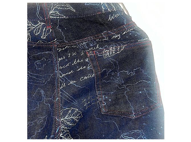 Alexander Mcqueen Authentisches Vintage McQueen Archiv aus besticktem poetischen Denim Blau - Ansicht 3