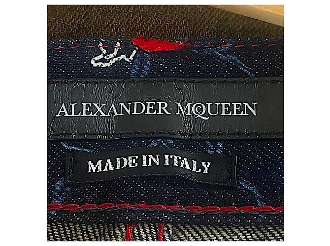 Alexander Mcqueen Authentisches Vintage McQueen Archiv aus besticktem poetischen Denim Blau - Ansicht 4
