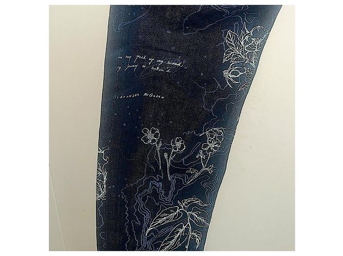 Alexander Mcqueen Authentisches Vintage McQueen Archiv aus besticktem poetischen Denim Blau - Ansicht 9
