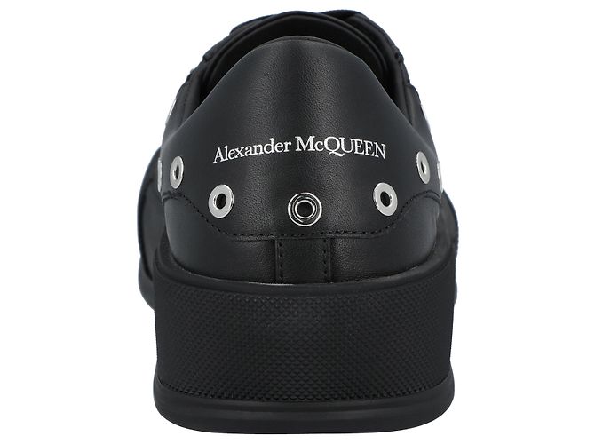 Alexander McQueen Scarpe da barca da uomo in nero/argento - vista 3