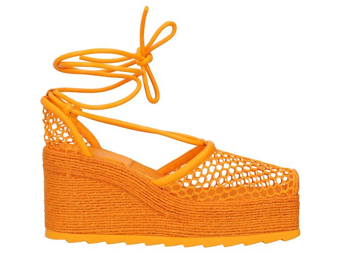 Espadrilles con zeppa stretch arancioni 90 di Bottega Veneta Arancione - vista 5