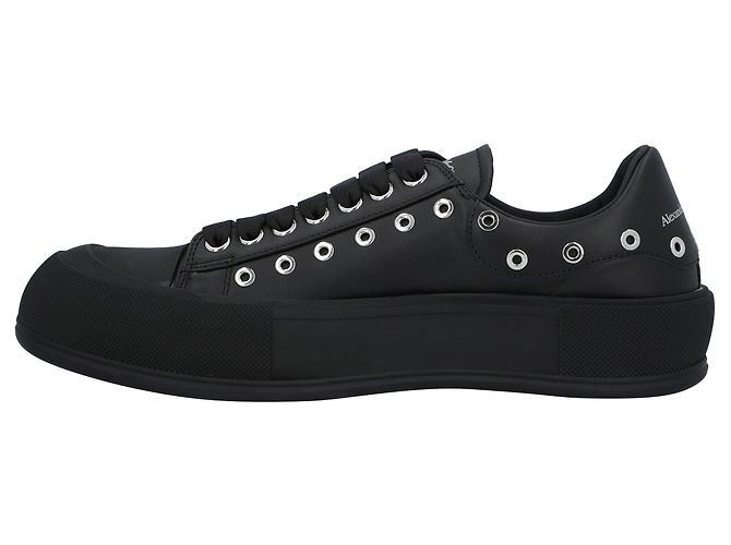 Alexander McQueen Scarpe da barca da uomo in nero/argento - vista 2